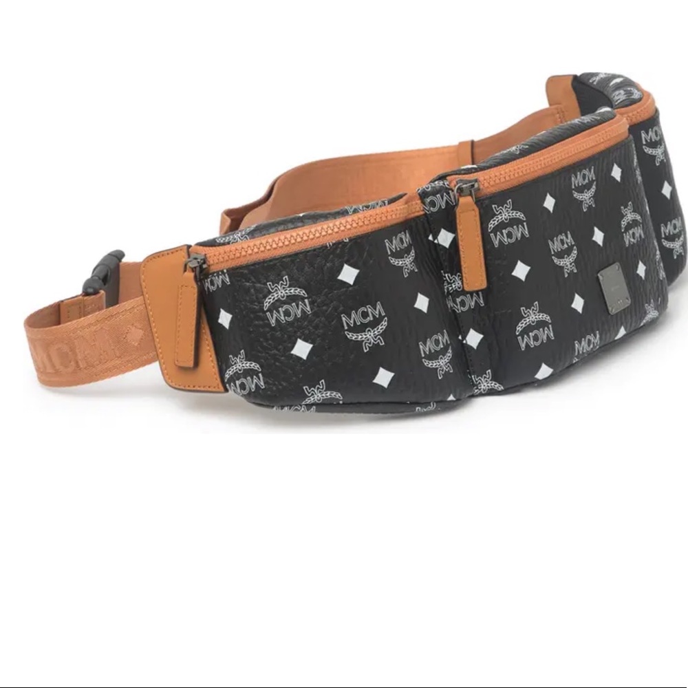MCM Logo Print 3 Section Belt Bag LIKE NEW - only wore it twice. SMOKE FREE HOME